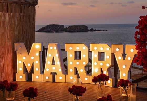 Roestvrij staal Wil je met me trouwen teken neon teken decoratie bruiloft marquee licht 4ft letters