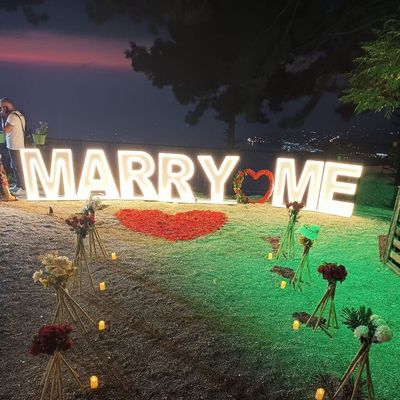 Roestvrij staal Wil je met me trouwen teken neon teken decoratie bruiloft marquee licht 4ft letters