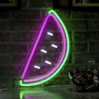 Custom Logo Neon Light voor reclame Groen Paarse watermeloen Design bij 28C Business