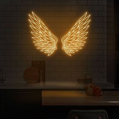 Neon licht trouwbord Wit vleugel verzending Custom logo Neon naambord