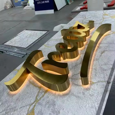 Plug Power Supply Sneeuw 3d Letters Golden Led Backlight Letters Sign for Shopfront Gesloten Borden Roestvrij staal